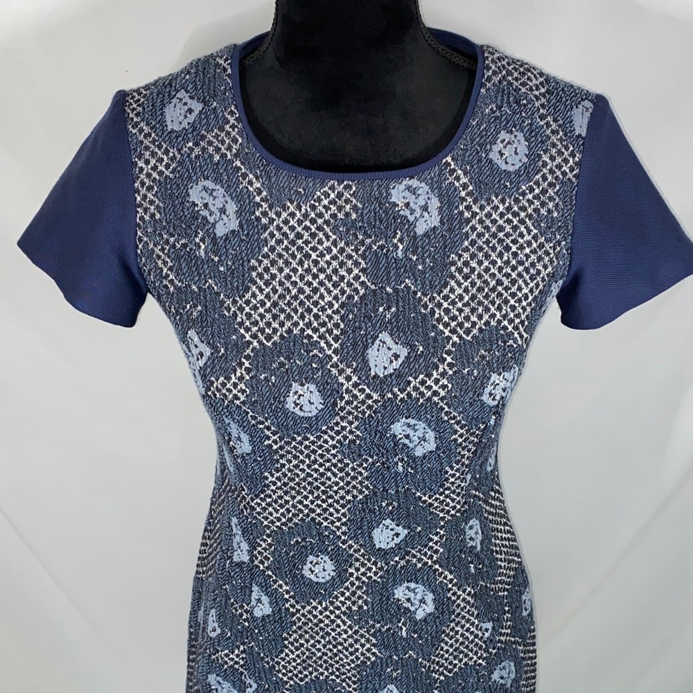 Nicole Miller For Mary Kay Floral Tweed Midi Dress Size 2P Petite - Picture 2 of 13